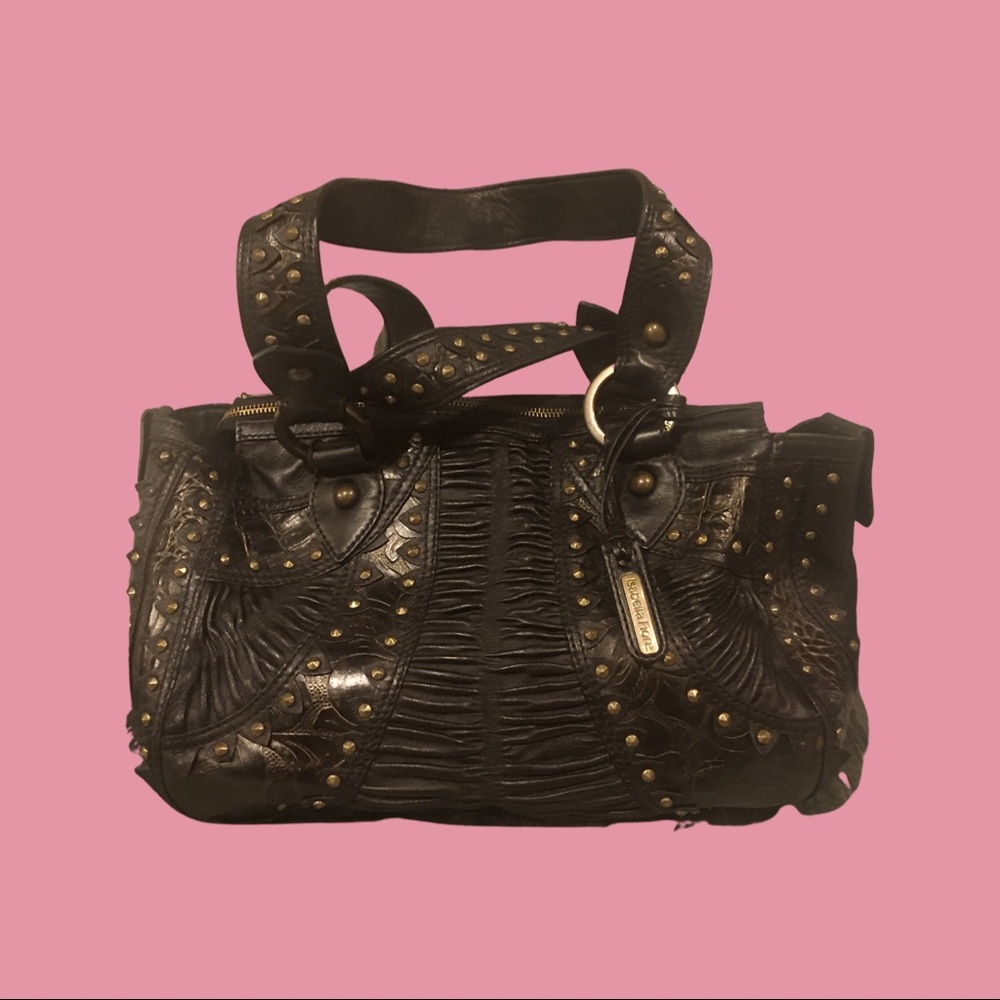 Isabella Fiore Black Leather Stud Shoulder Bag
